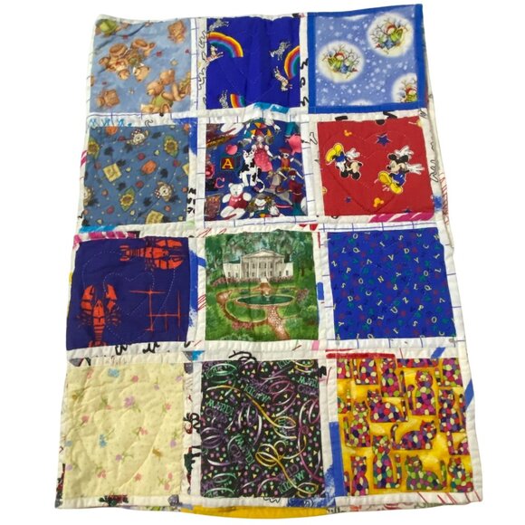 Handmade Kids Patchwork Quilt 57" x 43" Christmas Animals Seasons Whimsy Novelty - Picture 8 of 10